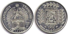 монета Франция 1 франк 1995