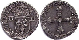 монета Франция 1/4 экю 1582