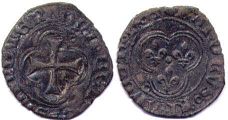 монета Франция двойной денье 1438