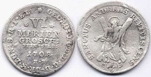 монета Брауншвейг-Люнебург-Каленберг 6 мариенгрошенов 1708