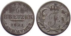 монета Саксен-Гильдбурггаузен 6 крейцеров 1821