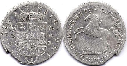 монета Брауншвейг-Вольфенбюттель 2/3 талера 1693