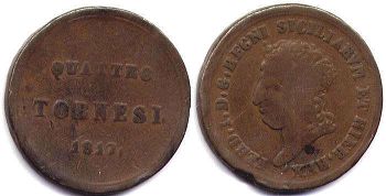 монета Неаполь 4 торнези 1817