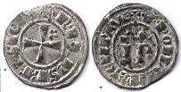 монета Сицилия денар без даты (1245)