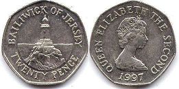 монета Джерси 20 пенсов 1997