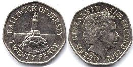 монета Джерси 20 пенсов 2002