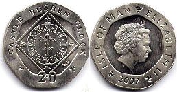 монета Остров Мэн 20 пенсов 2007