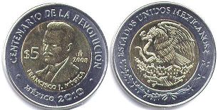 монета Мексика 5 песо 2008