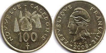 монета Новая Каледония 100 франков 2008