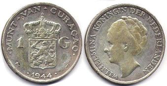 монета Кюрасао 1 гульден 1944
