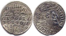 монета Польша трояк 1599