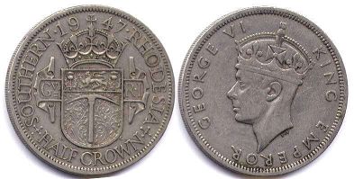 монета Родезия 1/2 кроны 1947