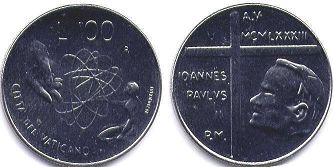 монета Ватикан 100 лир 1983