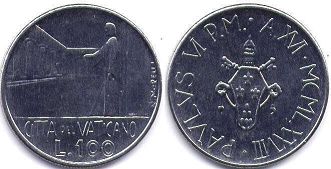 монета Ватикан 100 лир 1978