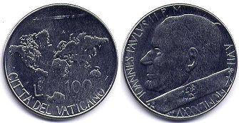 монета Ватикан 100 лир 1985
