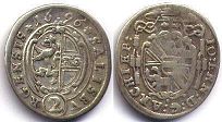 монета Зальцбург 2 крейцера 1696