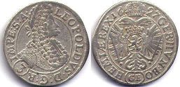 монета Богемия 3 крейцера 1697