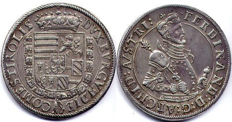 монета Австрия 1 талер без даты (1564-1595)