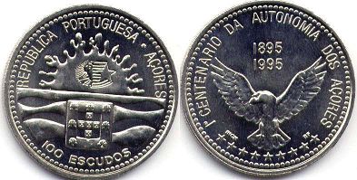 монета Азоры 100 эскудо 1995