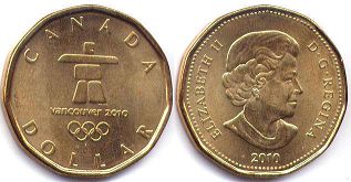 монета Канада 1 доллар 2010