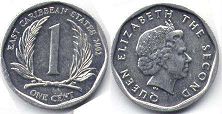 монета Восточно-Карибcкие Государства 1 цент 2002
