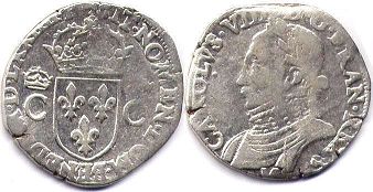 монета Франция тестон 1573