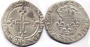 монета Франция двойной су 1570
