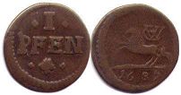 монета Брауншвейг-Люнебург-Целле 1 пфенниг 1685