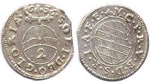монета Бавария полбатцена (2 крейцера) 1636