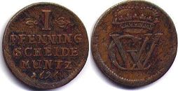 монета Брауншвейг-Люнебург-Целле 1 пфенниг 1696