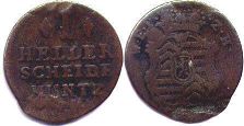 монета Ханау 1 геллер 1771