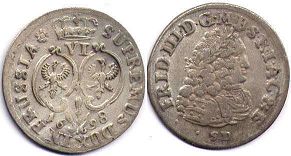 монета Пруссия 6 грошенов 1698