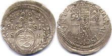 монета Ханау полбатцена (2 крейцера) 1681