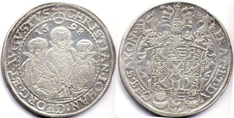 монета Саксония 1 талер 1598