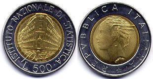 монета Италия 500 лир 1996