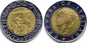 монета Италия 500 лир 1997