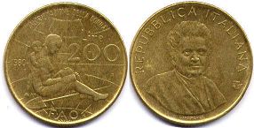 монета Италия 200 лир 1980