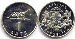 монета Латвия 1 лат 2003