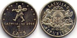 монета Латвия 1 лат 2004