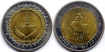 монета Ливия 1/2 динара 2009