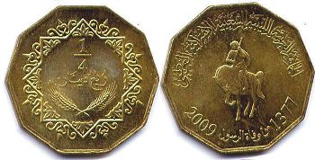 монета Ливия 1/4 динара 2009