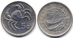 монета Мальта 5 центов 1986