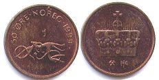 монета Норвегия 50 эре 1999
