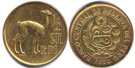 монета Перу 1/2 соль 1974