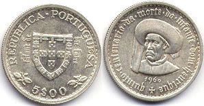 монета Португалия 5 эскудо 1960