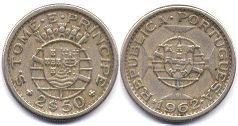 монета Сан-Томе и Принсипи 2,5 эскудо 1962
