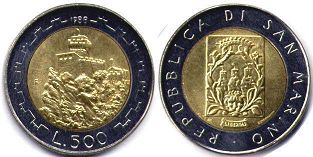 монета Сан-Марино 500 лир 1988
