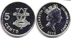 монета Соломоновы Oстрова 5 центов 2005