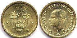 монета Швеция 10 крон 2004