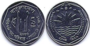 монета Бангладеш 1 така 2001